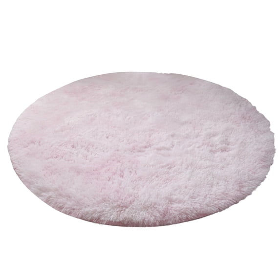 Round Rug, 1 Pc Circle Area Rugs, Fluffy Fuzzy Bedroom Carpet, Plush Shag Indoor Floor Gray Living Room Christmas Circular Aesthetic Decor for Classroom, 23.62 Inch, Pink