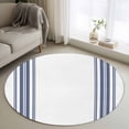 thumbnail image 1 of Round Rug 3.3Ft, Farm Blue Stripes Line Soft Non-Slip Washable Felt Carpet Pad, White Area Rugs for Living Room Bedroom Kids Room, 1 of 9