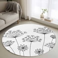 thumbnail image 1 of Round Rug 3.3Ft Washable Non-Slip, Black Dandelion Circle Area Rugs for Living Room Bedroom, Spring Country Modern Minimalist Flower Indoor Floor Mats Carpet Runner for Home Decor Aesthetic, 1 of 8