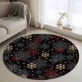thumbnail image 1 of Round Rug 3.3Ft Washable Non-Slip, Black Snowflake Christmas Circle Area Rugs for Living Room Bedroom, Red Yellow White Snowflake Indoor Floor Mats Carpet Runner for Home Decor Aesthetic, 1 of 8