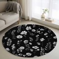 thumbnail image 1 of Round Rug 3.3Ft Washable Non-Slip, Black Spring Floral Circle Area Rugs for Living Room Bedroom, Flowers Botanical Elegant Pastoral Indoor Floor Mats Carpet Runner for Home Decor Aesthetic, 1 of 8