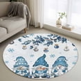 thumbnail image 1 of Round Rug 3.3Ft Washable Non-Slip, Blue Gnomes Christmas Circle Area Rugs for Living Room Bedroom, Xmas Ball Gifts Botanical Snowflake Indoor Floor Mats Carpet Runner for Home Decor Aesthetic, 1 of 8
