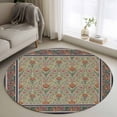 thumbnail image 1 of Round Rug 3.3Ft Washable Non-Slip, Boho Floral Circle Area Rugs for Living Room Bedroom, Vintage Flowers Abstract Art Ethic Tribe Indoor Floor Mats Carpet Runner for Home Decor Aesthetic, 1 of 8