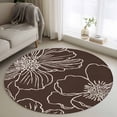 thumbnail image 1 of Round Rug 3.3Ft Washable Non-Slip, Brown Flowers Circle Area Rugs for Living Room Bedroom, Spring Floral Botanical Modern Art Indoor Floor Mats Carpet Runner for Home Decor Aesthetic, 1 of 8