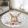 thumbnail image 1 of Round Rug 3.3Ft Washable Non-Slip, Bunny Easter Circle Area Rugs for Living Room Bedroom, Spring Floral Pastoral Wooden Indoor Floor Mats Carpet Runner for Home Decor Aesthetic, 1 of 8
