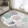 thumbnail image 1 of Round Rug 3.3Ft Washable Non-Slip, Coastal Coral Circle Area Rugs for Living Room Bedroom, Nautical Ocean Beach Conch Shells Starfish Indoor Floor Mats Carpet Runner for Home Decor Aesthetic, 1 of 8