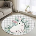 thumbnail image 1 of Round Rug 3.3Ft Washable Non-Slip, Easter Bunny Circle Area Rugs for Living Room Bedroom, Eucalyptus Leaves Rabbit Farmhouse Grey Plaid Indoor Floor Mats Carpet Runner for Home Decor Aesthetic, 1 of 8