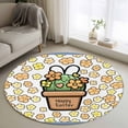thumbnail image 1 of Round Rug 3.3Ft Washable Non-Slip, Easter Circle Area Rugs for Living Room Bedroom, Bunny Ears Spring Yellow Flowers Potted Plant Pastoral Indoor Floor Mats Carpet Runner for Home Decor Aesthetic, 1 of 8
