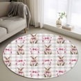 thumbnail image 1 of Round Rug 3.3Ft Washable Non-Slip, Easter Circle Area Rugs for Living Room Bedroom, Spring Pink Bow Rabbit Grey White Gingham Plaid Indoor Floor Mats Carpet Runner for Home Decor Aesthetic, 1 of 8