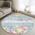 thumbnail image 1 of Round Rug 3.3Ft Washable Non-Slip, Easter Eggs Circle Area Rugs for Living Room Bedroom, Spring Daisy Eucalyptus Leaves Light Blue Wood Indoor Floor Mats Carpet Runner for Home Decor Aesthetic, 1 of 8