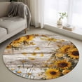 thumbnail image 1 of Round Rug 3.3Ft Washable Non-Slip, Farmhouse Sunflower Circle Area Rugs for Living Room Bedroom, Vintage Daisy Butterflies Rustic Wood Indoor Floor Mats Carpet Runner for Home Decor Aesthetic, 1 of 8