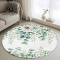 thumbnail image 1 of Round Rug 3.3Ft Washable Non-Slip, Green Eucalyptus Leaves Circle Area Rugs for Living Room Bedroom, Summer Botanical Daisy Floral Indoor Floor Mats Carpet Runner for Home Decor Aesthetic, 1 of 8