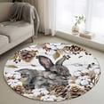 thumbnail image 1 of Round Rug 3.3Ft Washable Non-Slip, Grey Rabbits Circle Area Rugs for Living Room Bedroom, Pine Cones Brown Plants Farmhouse Wooden Indoor Floor Mats Carpet Runner for Home Decor Aesthetic, 1 of 8