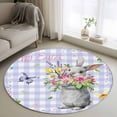 thumbnail image 1 of Round Rug 3.3Ft Washable Non-Slip, Happy Easter Circle Area Rugs for Living Room Bedroom, Cute Bunny Spring Flowers Butterfly Purple Plaid Indoor Floor Mats Carpet Runner for Home Decor Aesthetic, 1 of 8