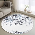 thumbnail image 1 of Round Rug 3.3Ft Washable Non-Slip, Navy Blue Leaves Circle Area Rugs for Living Room Bedroom, Summer Botanical Indoor Floor Mats Carpet Runner for Home Decor Aesthetic, 1 of 8