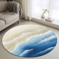 thumbnail image 1 of Round Rug 3.3Ft Washable Non-Slip, Navy Blue Ombre Beach Circle Area Rugs for Living Room Bedroom, Summer Ocean Coastal Gradient Waves Indoor Floor Mats Carpet Runner for Home Decor Aesthetic, 1 of 8