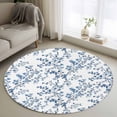 thumbnail image 1 of Round Rug 3.3Ft Washable Non-Slip, Navy Blue Spring Floral Circle Area Rugs for Living Room Bedroom, Elegant Pastoral Flowers Indoor Floor Mats Carpet Runner for Home Decor Aesthetic, 1 of 8