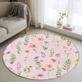 thumbnail image 1 of Round Rug 3.3Ft Washable Non-Slip, Pink Spring Floral Circle Area Rugs for Living Room Bedroom, Flowers Botanical Elegant Pastoral Indoor Floor Mats Carpet Runner for Home Decor Aesthetic, 1 of 8