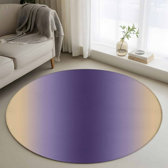 Round Rug 3.3Ft Washable Non-Slip, Purple Yellow Ombre Circle Area Rugs for Living Room Bedroom, Farmhouse Modern Gradient Art Indoor Floor Mats Carpet Runner for Home Decor Aesthetic