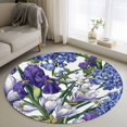 thumbnail image 1 of Round Rug 3.3Ft Washable Non-Slip, Spring Flowers Circle Area Rugs for Living Room Bedroom, Purple Hydrangea Orchid Floral Country Indoor Floor Mats Carpet Runner for Home Decor Aesthetic, 1 of 8