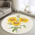 thumbnail image 1 of Round Rug 3.3Ft Washable Non-Slip, Sunflowers Circle Area Rugs for Living Room Bedroom, Floral Spring Flowers Vintage Botanical Indoor Floor Mats Carpet Runner for Home Decor Aesthetic, 1 of 8