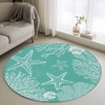 thumbnail image 1 of Round Rug 3.3Ft Washable Non-Slip, Teal Coastal Circle Area Rugs for Living Room Bedroom, Starfish Coral Summer Beach Ocean Indoor Floor Mats Carpet Runner for Home Decor Aesthetic, 1 of 8
