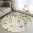 thumbnail image 1 of Round Rug 3.3Ft Washable Non-Slip, Watercolor Floral Circle Area Rugs for Living Room Bedroom, Spring Flowers Birds Plants Country Beige Indoor Floor Mats Carpet Runner for Home Decor Aesthetic, 1 of 8