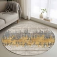 thumbnail image 1 of Round Rug 3.3Ft Washable Non-Slip, Yellow Grey Abstract Circle Area Rugs for Living Room Bedroom, Gradient Geometric Graffiti Retro Wooden Indoor Floor Mats Carpet Runner for Home Decor Aesthetic, 1 of 8