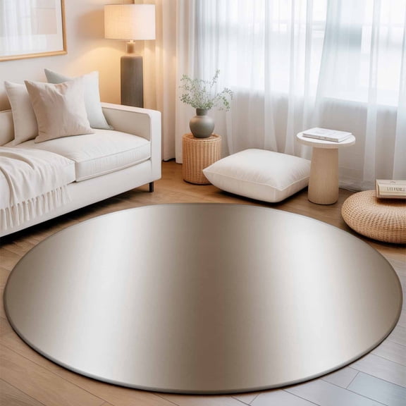 Round Rug 3ft Area Rug, Abstract Brown White Ombre Area Rugs for Living Room Bedroom, Country Minimalist Style Floor Mat Non-Slip Non-Shedding Carpet Indoor Accent Rugs