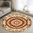 thumbnail image 1 of Round Rug 3ft Area Rug,Abstract Flower Bohemian Pattern Area Rugs for Living Room Bedroom,Blossom Floral Retro Geometric Floor Mat Non-Slip Non-Shedding Carpet Indoor Accent Rugs, 1 of 9