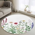 thumbnail image 1 of Round Rug 3ft Area Rug, Garden Watercolor Flower Leaves Area Rugs for Living Room Bedroom, Spring Colorful Floral Art Floor Mat Non-Slip Non-Shedding Carpet Indoor Accent Rugs, 1 of 9