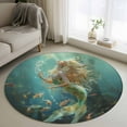 thumbnail image 1 of Round Rug 3ft Area Rug,Marine Beautiful Mermaid Fish Area Rugs for Living Room Bedroom,Undersea Ocean Life Seaweed Floor Mat Non-Slip Non-Shedding Carpet Indoor Accent Rugs, 1 of 9