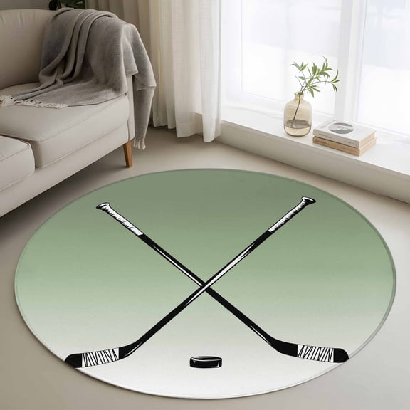 Round Rug 3ft Area Rug, Sage Green Ombre Minimalist Area Rugs for Living Room Bedroom, Funny Sport Golf Clubs Floor Mat Non-Slip Non-Shedding Carpet Indoor Accent Rugs