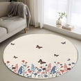 thumbnail image 1 of Round Rug 4Ft Washable Non-Slip, Beige Spring Floral Butterfly Circle Area Rugs for Living Room Bedroom, Farmhouse Flowers Botanical Indoor Floor Mats Carpet Runner for Home Decor Aesthetic, 1 of 8