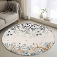 thumbnail image 1 of Round Rug 4Ft Washable Non-Slip, Blue Beige Coastal Circle Area Rugs for Living Room Bedroom, Beach Starfish Summer Eucalyptus Rustic Indoor Floor Mats Carpet Runner for Home Decor Aesthetic, 1 of 8