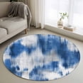 thumbnail image 1 of Round Rug 4Ft Washable Non-Slip, Blue Grey Circle Area Rugs for Living Room Bedroom, Modern Abstract Gradient Texture Aesthetic Indoor Floor Mats Carpet Runner for Home Decor Aesthetic, 1 of 8