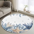 thumbnail image 1 of Round Rug 4Ft Washable Non-Slip, Blue Starfish Coastal Circle Area Rugs for Living Room Bedroom, Eucalyptus Summer Nautical Shell Ocean Indoor Floor Mats Carpet Runner for Home Decor Aesthetic, 1 of 8