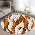 thumbnail image 1 of Round Rug 4Ft Washable Non-Slip, Burnt Orange White Moire Circle Area Rugs for Living Room Bedroom, Modern Abstract Art Indoor Floor Mats Carpet Runner for Home Decor Aesthetic, 1 of 8