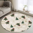 thumbnail image 1 of Round Rug 4Ft Washable Non-Slip, Christmas Circle Area Rugs for Living Room Bedroom, Winter Pine Tree Gold White Xmas Snowflakes Indoor Floor Mats Carpet Runner for Home Decor Aesthetic, 1 of 8