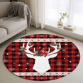 thumbnail image 1 of Round Rug 4Ft Washable Non-Slip, Christmas Elk Circle Area Rugs for Living Room Bedroom, Xmas Birds Black Red Checkered Snowflake Indoor Floor Mats Carpet Runner for Home Decor Aesthetic, 1 of 8