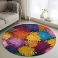 thumbnail image 1 of Round Rug 4Ft Washable Non-Slip, Colorful Dahlia Circle Area Rugs for Living Room Bedroom, Spring Flowers Modern Oil Paintings Art Indoor Floor Mats Carpet Runner for Home Decor Aesthetic, 1 of 8