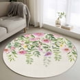 thumbnail image 1 of Round Rug 4Ft Washable Non-Slip, Colorful Flowers Circle Area Rugs for Living Room Bedroom, Spring Floral Leaves Botanical Country Beige Indoor Floor Mats Carpet Runner for Home Decor Aesthetic, 1 of 8