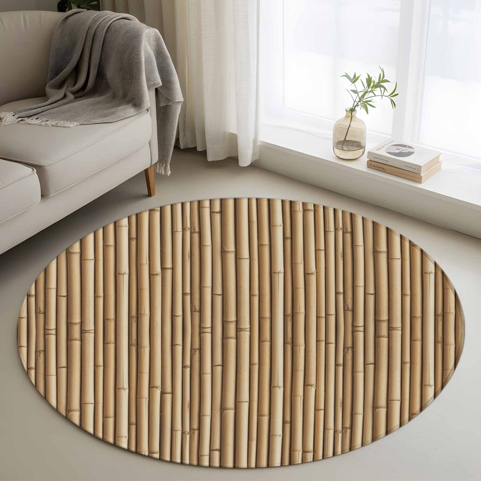 Round Rug 4Ft Washable Non-Slip, Country Farmhouse Circle Area Rugs for ...