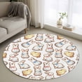 thumbnail image 1 of Round Rug 4Ft Washable Non-Slip, Cute Rabbits Chickens Circle Area Rugs for Living Room Bedroom, Spring Abstract Modern Animals Indoor Floor Mats Carpet Runner for Home Decor Aesthetic, 1 of 8
