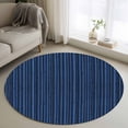 thumbnail image 1 of Round Rug 4Ft Washable Non-Slip, Dark Blue Circle Area Rugs for Living Room Bedroom, Retro Farmhouse Plants Wall Lines Texture Indoor Floor Mats Carpet Runner for Home Decor Aesthetic, 1 of 8