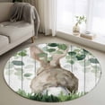 thumbnail image 1 of Round Rug 4Ft Washable Non-Slip, Easter Circle Area Rugs for Living Room Bedroom, Country Rabbit Botanical Leaves Wooden Grain Indoor Floor Mats Carpet Runner for Home Decor Aesthetic, 1 of 8