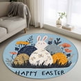 thumbnail image 1 of Round Rug 4Ft Washable Non-Slip, Easter Eggs Circle Area Rugs for Living Room Bedroom, Rabbit Spring Botanical Wildflowers Bunny Blue Indoor Floor Mats Carpet Runner for Home Decor Aesthetic, 1 of 8