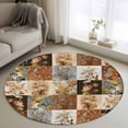 thumbnail image 1 of Round Rug 4Ft Washable Non-Slip, Floral Patchwork Circle Area Rugs for Living Room Bedroom, Vintage Country Geometric Flower Indoor Floor Mats Carpet Runner for Home Decor Aesthetic, 1 of 8