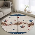 thumbnail image 1 of Round Rug 4Ft Washable Non-Slip, Independence Day Circle Area Rugs for Living Room Bedroom, Red Blue Stars Stripes Flag Wooden Indoor Floor Mats Carpet Runner for Home Decor Aesthetic, 1 of 8