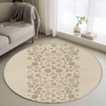 thumbnail image 1 of Round Rug 4Ft Washable Non-Slip, Japanese Circle Area Rugs for Living Room Bedroom, Beige Farmhouse Retro Floral Leaf Pattern Indoor Floor Mats Carpet Runner for Home Decor Aesthetic, 1 of 8